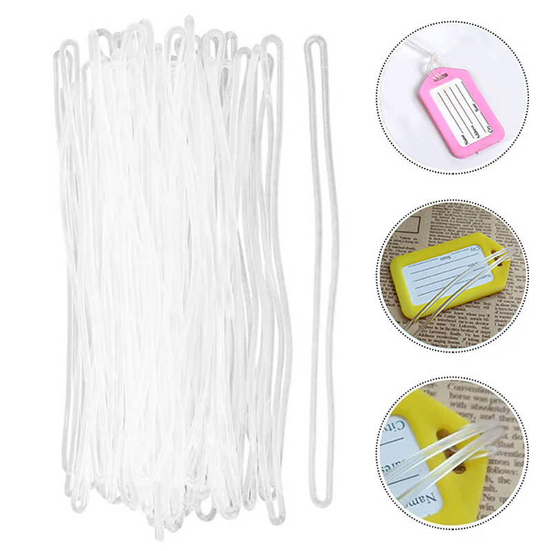 50pcs Travel Tags Plastic Bag Loops Transparent Luggage ID Label Strap Holder Lanyard Portable Travel Accessories