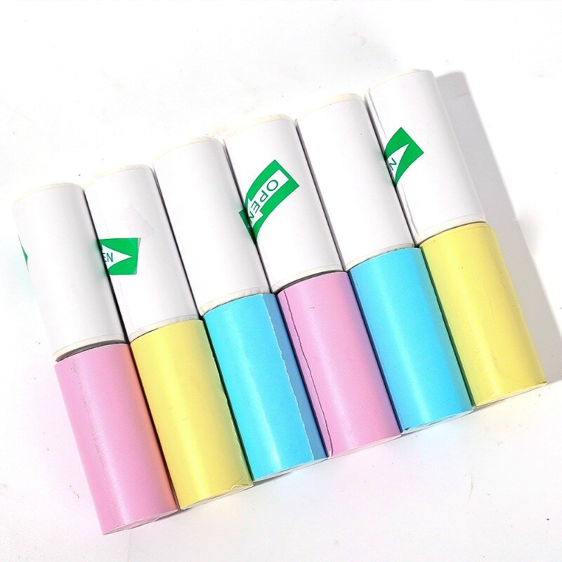 5Rolls Printer Paper 57x25mm Thermal Paper Label Sticker Colorful Adhesive Self-adhesive Paper for Inkless Student Study Printer