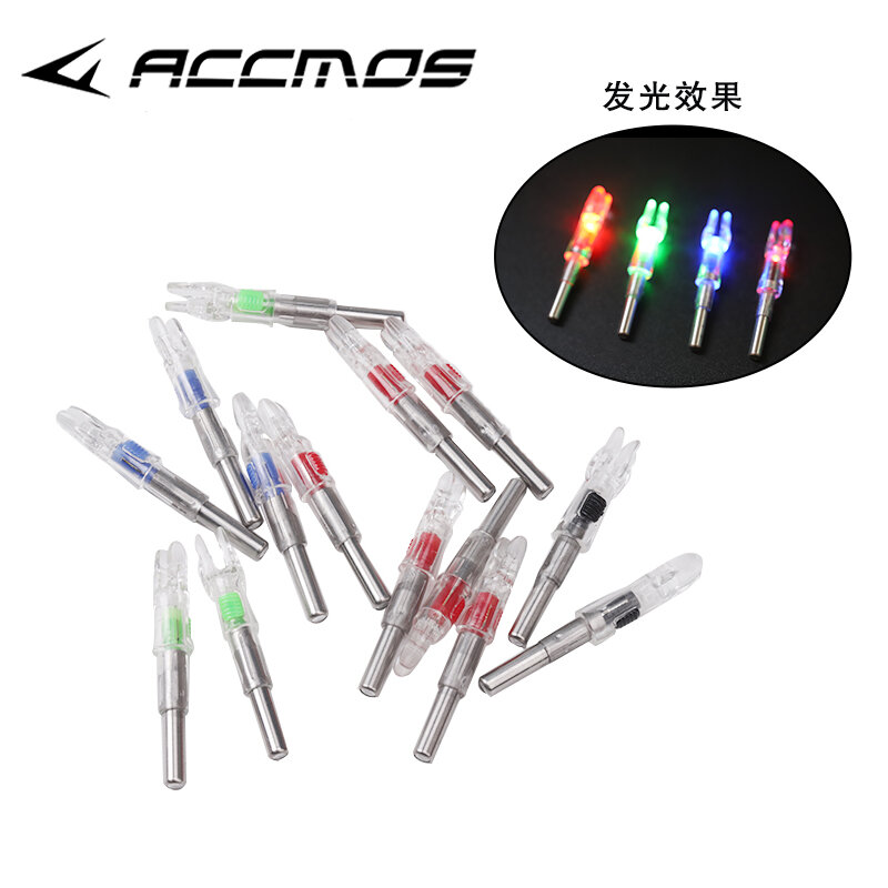 6/12pcs Archery ID 6.2 mm Lighted Arrow Nock LED Arrow Tail Accessory for Shooting Hunting