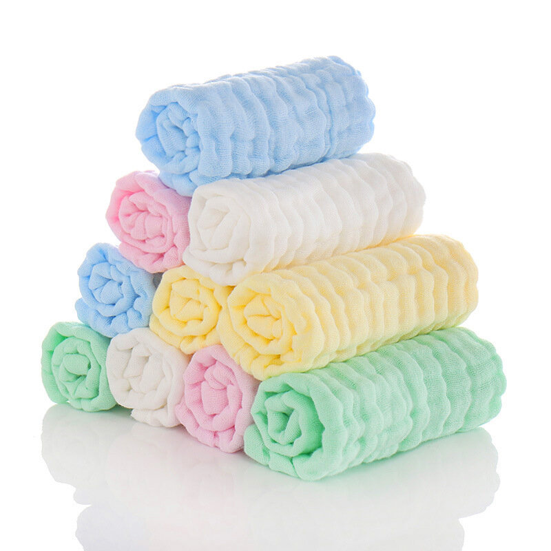 5pcs/lot Muslin 6 layers Cotton Soft Baby Towels Baby Face Towel Handkerchief Bathing Feeding Face Washcloth Wipe Burp Cloth