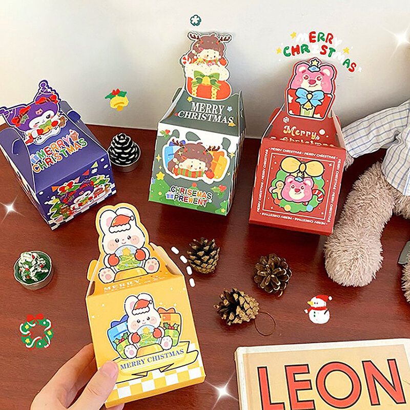 Caixa quadrada dos doces do Natal, Snowflake Gifts Packaging Box, Ano Novo Feliz Natal Party Supplies