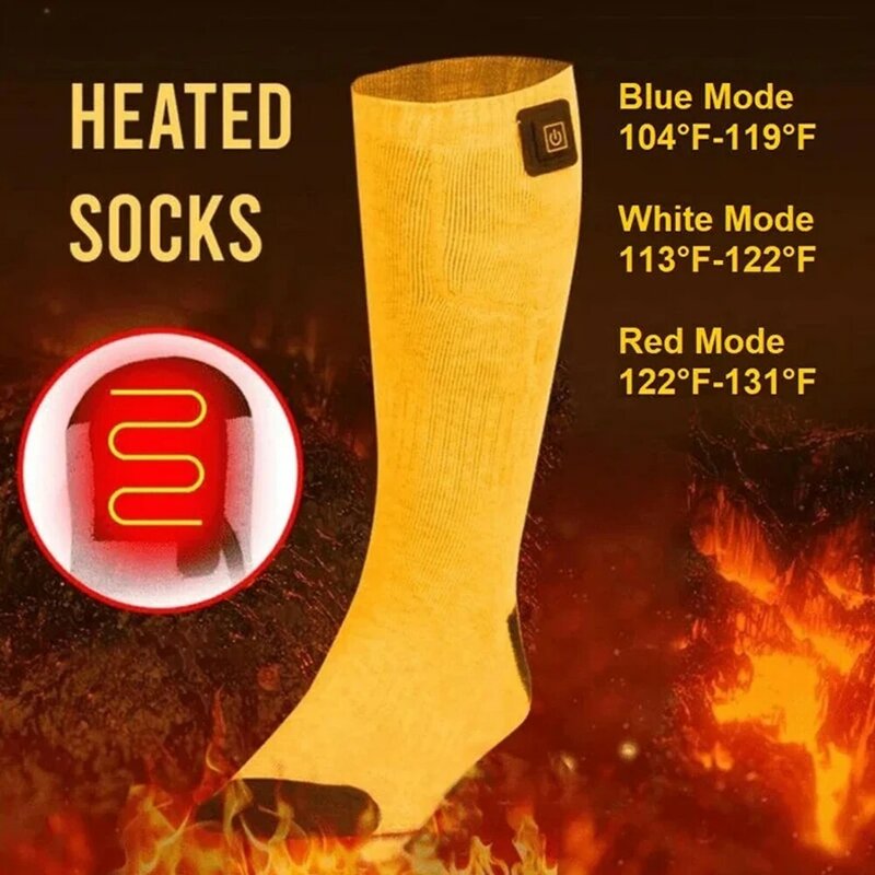 Chaussettes chauffantes thermiques en coton métropolitain, température réglable simple, chaussettes chaudes d'hiver pour les activités de plein air