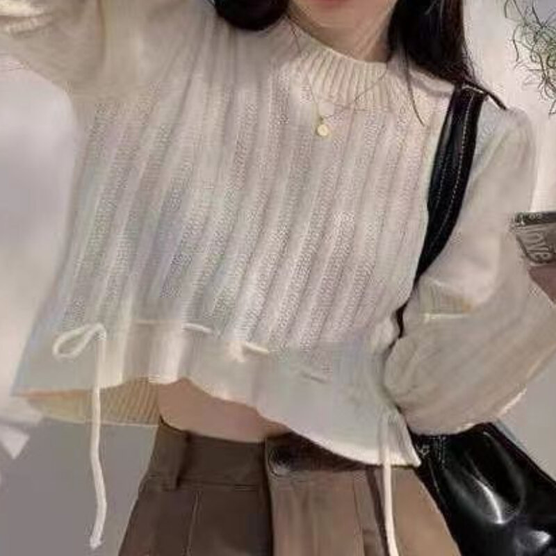 Langarm Pullover Frauen Herbst Winter Mode Ulzzang Oansatz Solide Pullover Fit Koreanischen Stil Vintage Alle-spiel Einfache Chic