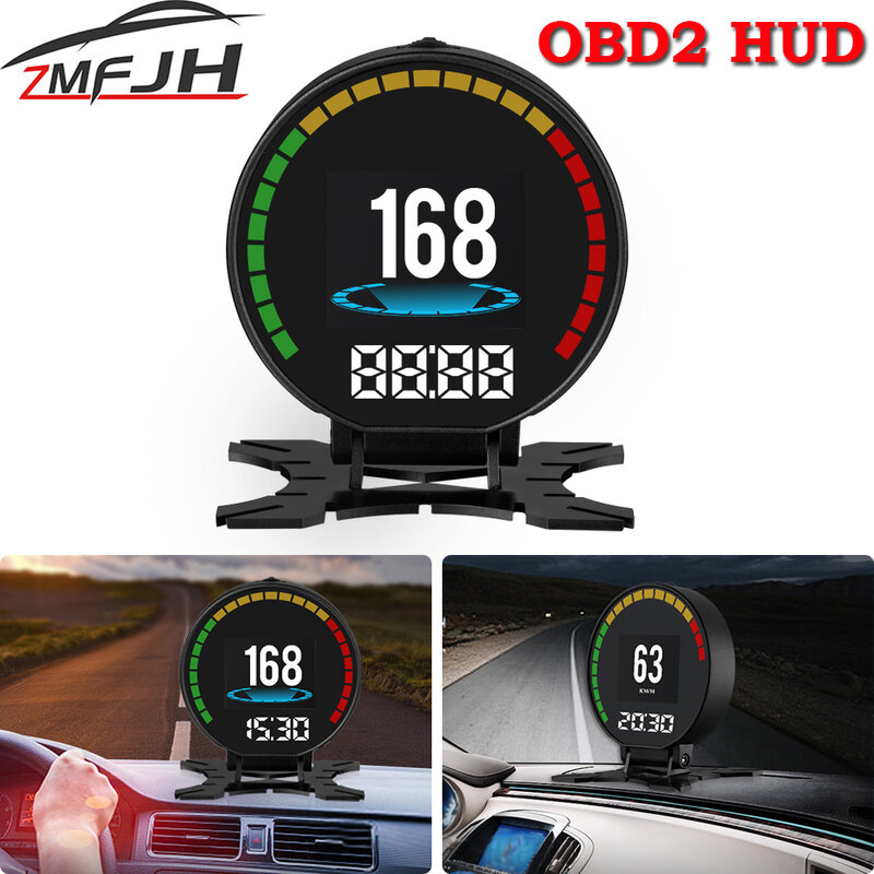 P15 Car OBD Head-Up Display Smart Digital Speedometer Water Temp Gauge Overspeed Warning Turbo Boost Pressure Meter Speed Meter