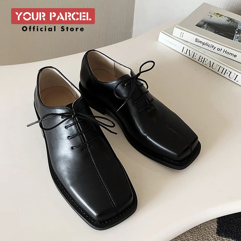 Flache quadratische Zehen Lederschuhe für Herren Trend koreanische Version britischen Stil kann mit einem Anzug Retro Derby Schuhe kombiniert werden