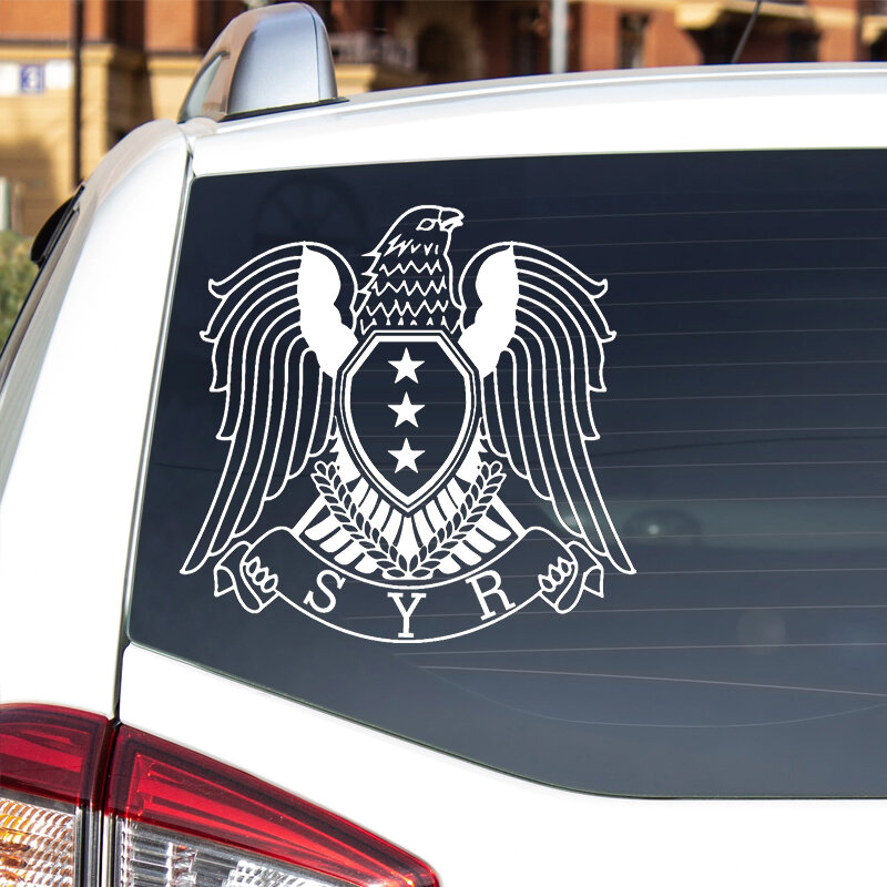 Various Sizes Vinyl Decal Coat of Arms of Syria Sticker Waterproof Accessories on Bumper Rear Window Laptop V1231#