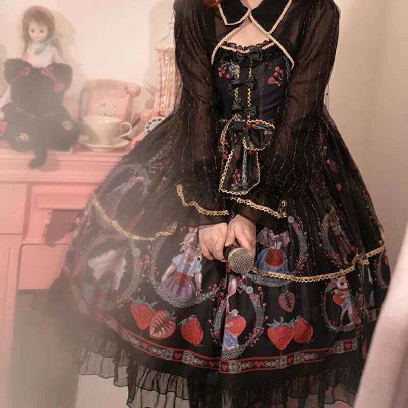 Japanese Lolita JSK Dress Lolita Berry Forest Gothic Dark Vintage Victorian Princess Party Dress Sleeveless Lolita Dress