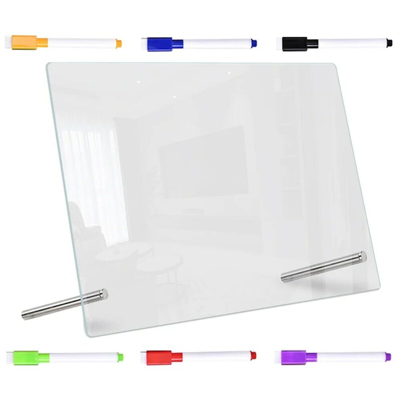 Tableau blanc transparent en acrylique avec calendriers à stylos, tableau effaçable à sec, mémo debout, écriture de bureau, message à la maison