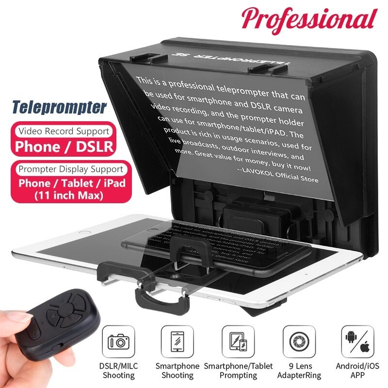 New Professional Teleprompter for Smartphone DSLR Camera Record Phone Tablet iPad Prompter Teleprompter for Live Streaming