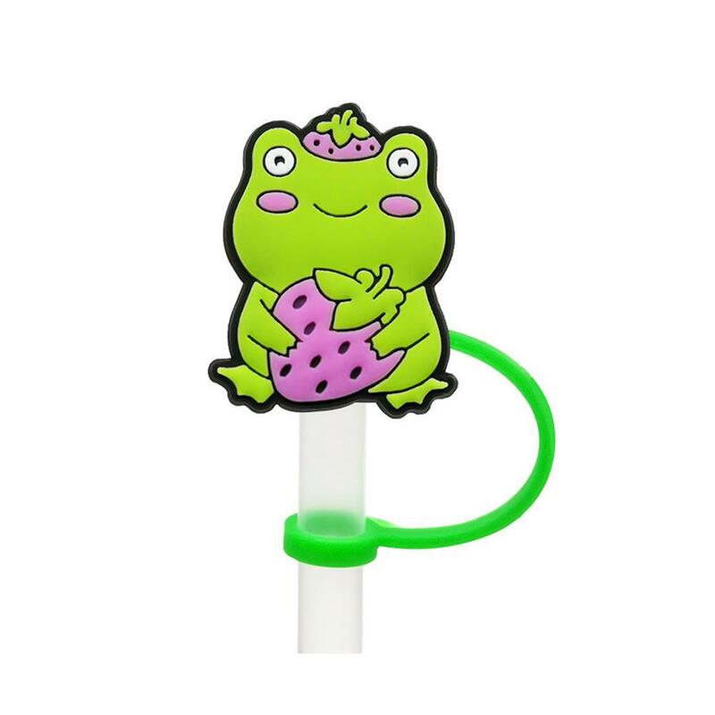 Pvc Straw Toppers Cute Frogs Lovely Straw Dust Cap Toppers Splash Straw Drinking Proof Cover Drinking Decor Tips Straw E0w2