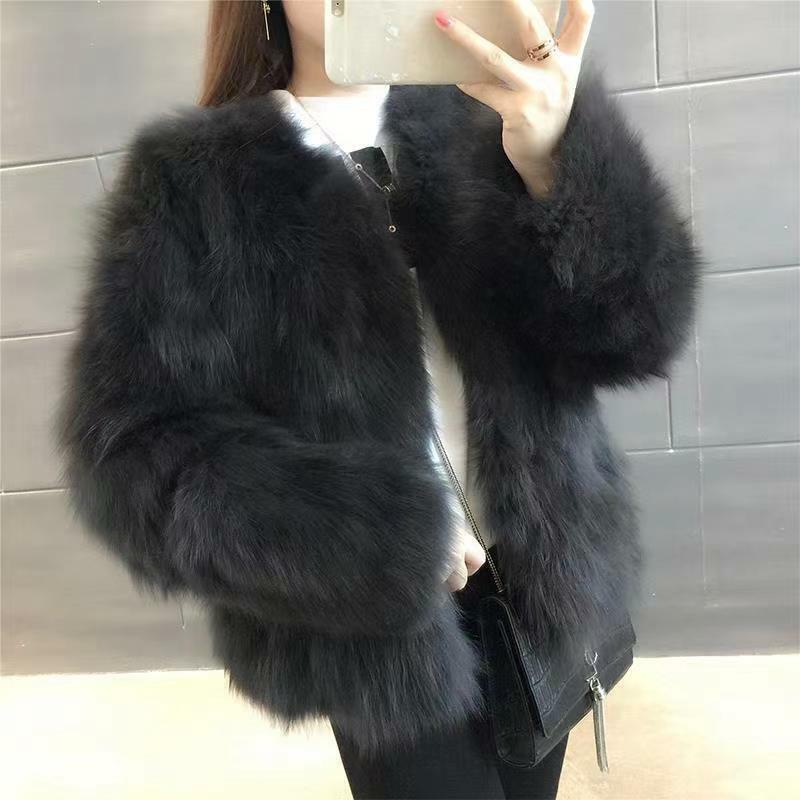 Haining imitation fox fur coat for women, short, young, fur coat, Korean version, slimming, short,autumn/winter, 2023, new
