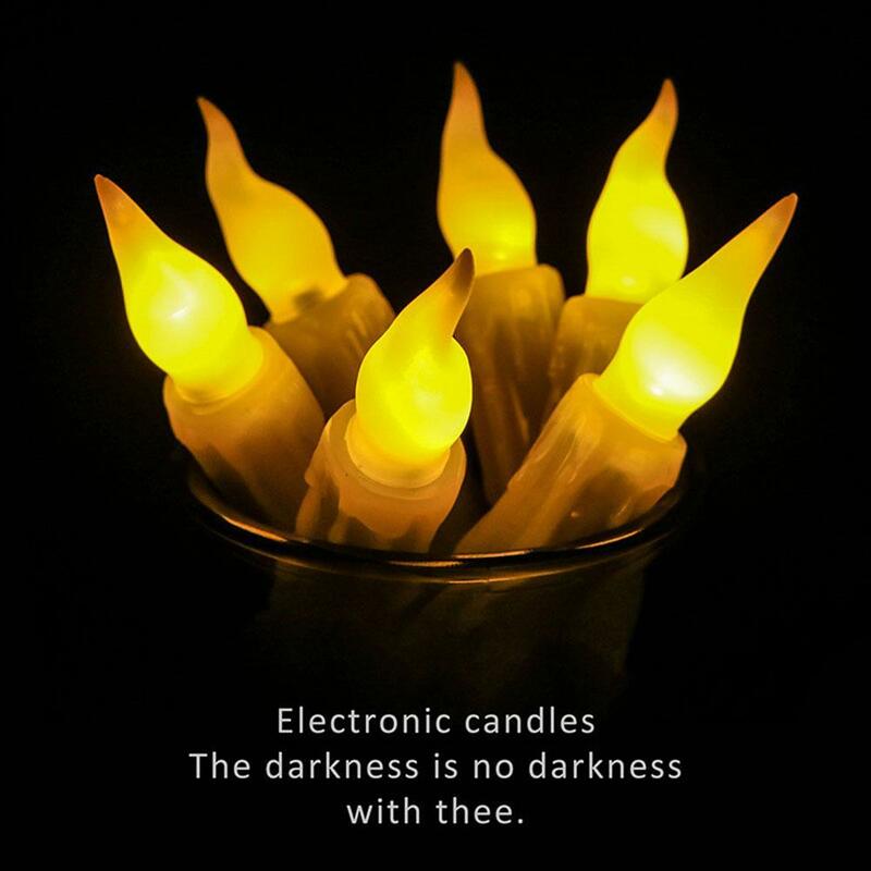 12 stücke Elektronische Led Kerze Licht Hängen Flammenlose Fernbedienung Schwimm Kerzen Mit Haken Für Weihnachten Party Decor