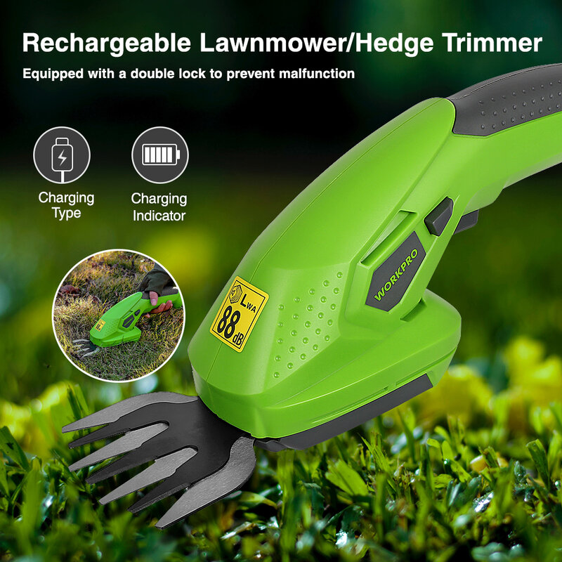 WORKPRO 3.6-7.2V ไฟฟ้า Trimmer 2 In 1-Ion เครื่องมือสวน Hedge Trimmer ชาร์จ Hedge trimmers สำหรับหญ้า