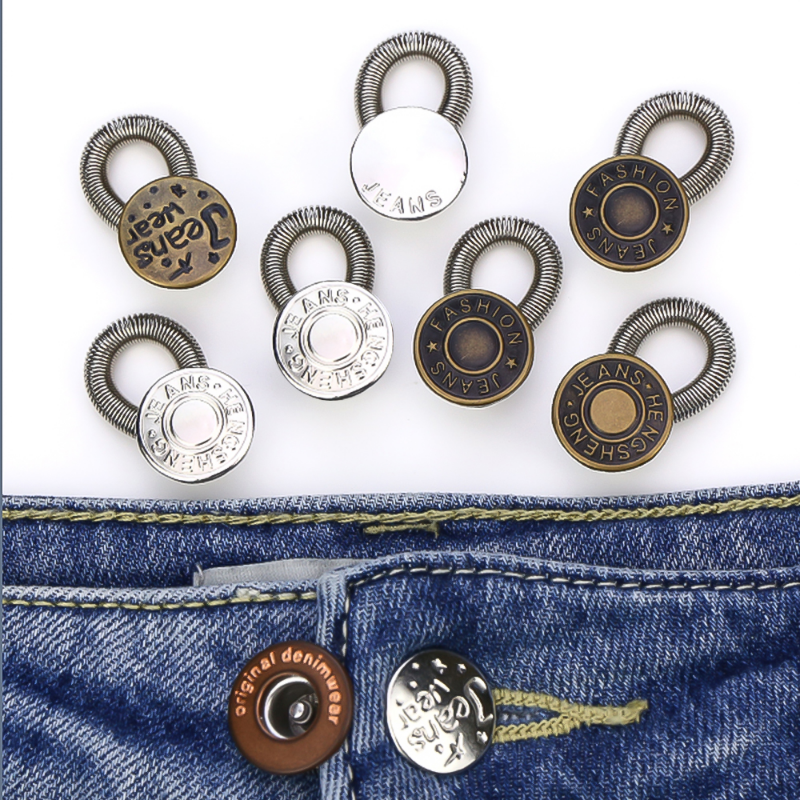 Extensor de botones de Metal para pantalones vaqueros, botones de costura gratis, extensores de cintura retráctiles ajustables, botón expansor de cintura