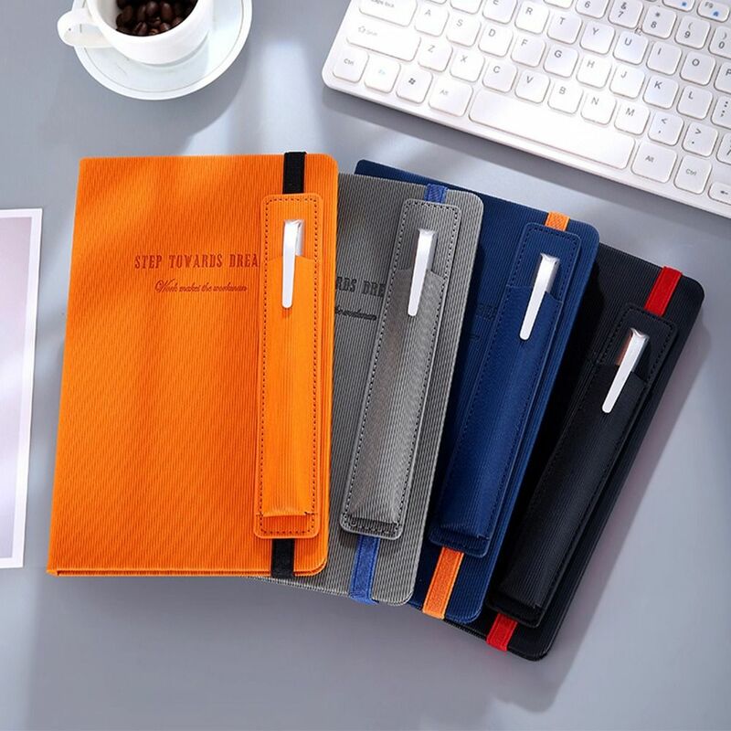 A5 Strap Notebook with Pen Insert Hard Cover Business Agenda Book Notepad Daily Weekly Planner Notebook Office School Stationery
