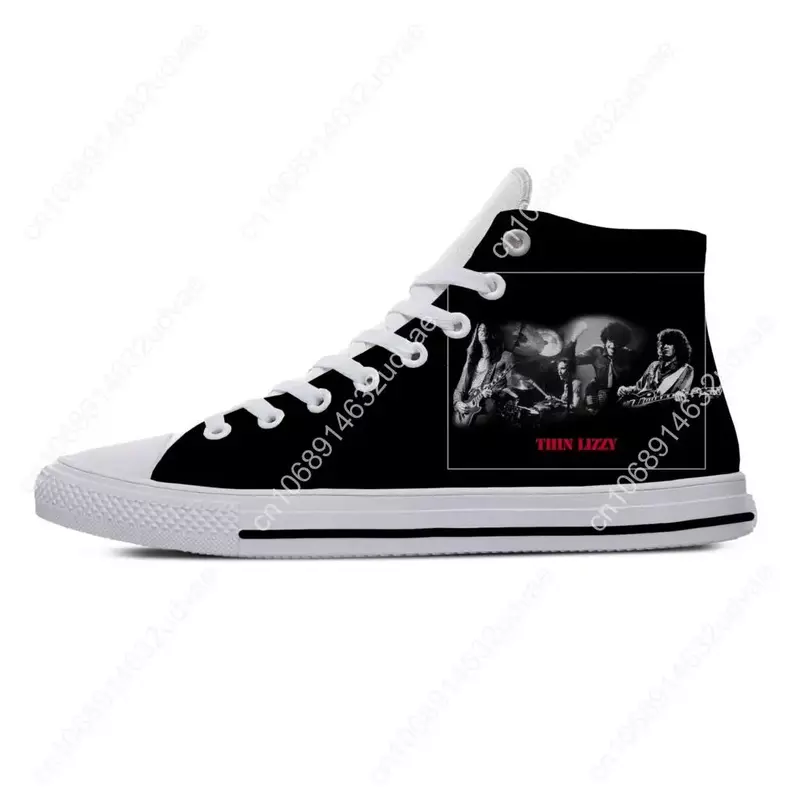 Lizzy Hard Rock Band Sneakers para homens e mulheres, sapatos de pano casuais, respirável leve, impressão 3D, moda fina, popular, engraçado, top alto
