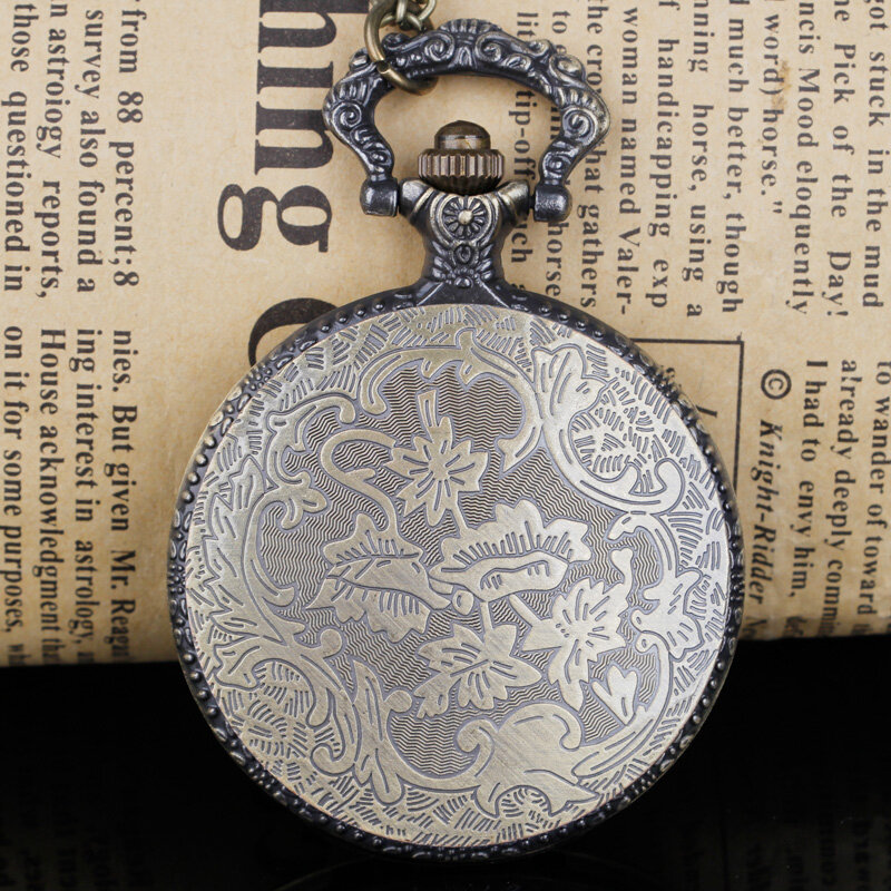 Relojes de bolsillo con movimiento de cuarzo antiguo Steampunk para hombre, cadena con colgante de abuelo de 80cm, colección de arte