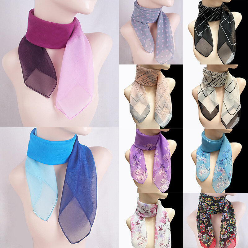 Bufanda de lunares de gasa para mujer, pañuelo cuadrado de lunares Multicolor, temperamento Retro, moda