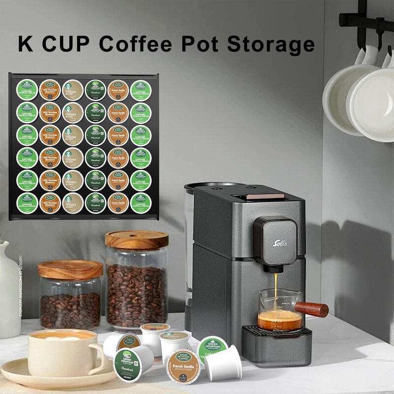 Evemodel Wall-mounted Coffee Pod Storage Rack Organizer Holder for K-cup Pods (36 Pod Capacity) SN06