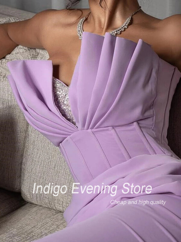Indigo Evening Dresses scalloped Neck Sleeveless Mermaid Sequin Women Elegant Formal Party Occasion Dress 2024  فساتين السهرة