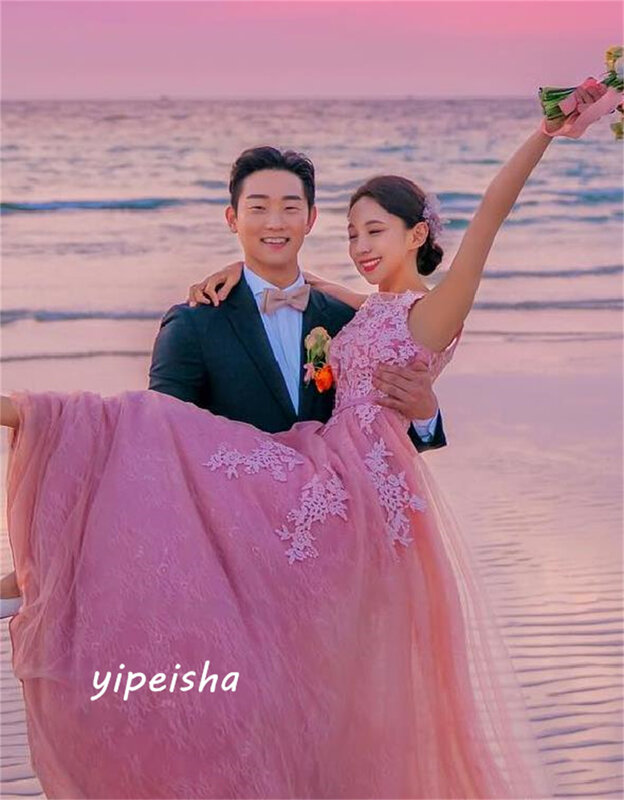 Yipeisha 절묘한 패션 스파게티 스트랩 볼 가운, 스윕/브러쉬 스커트, 오간자 이브닝 드레스