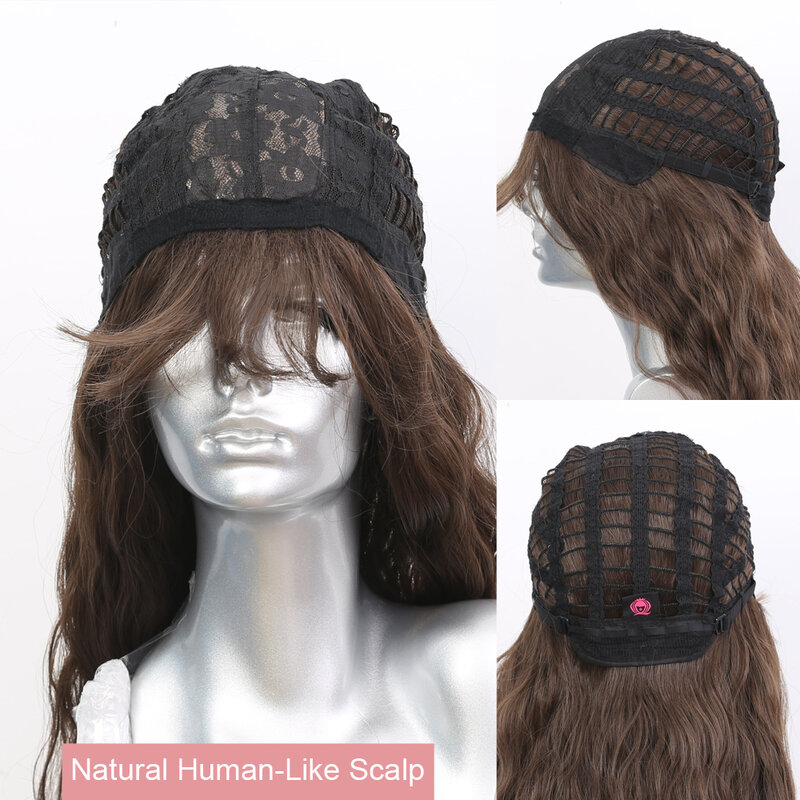 Sivir parrucche sintetiche Color cioccolato per donna lunghe dritte con frangia Cosplay per capelli/meccanica completa in fibra resistente al calore quotidiana