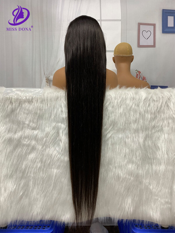 Perucas transparentes da parte dianteira do laço para mulheres negras, cabelo humano, peruca reta, 360, 250 densidade, 40 ", 48"