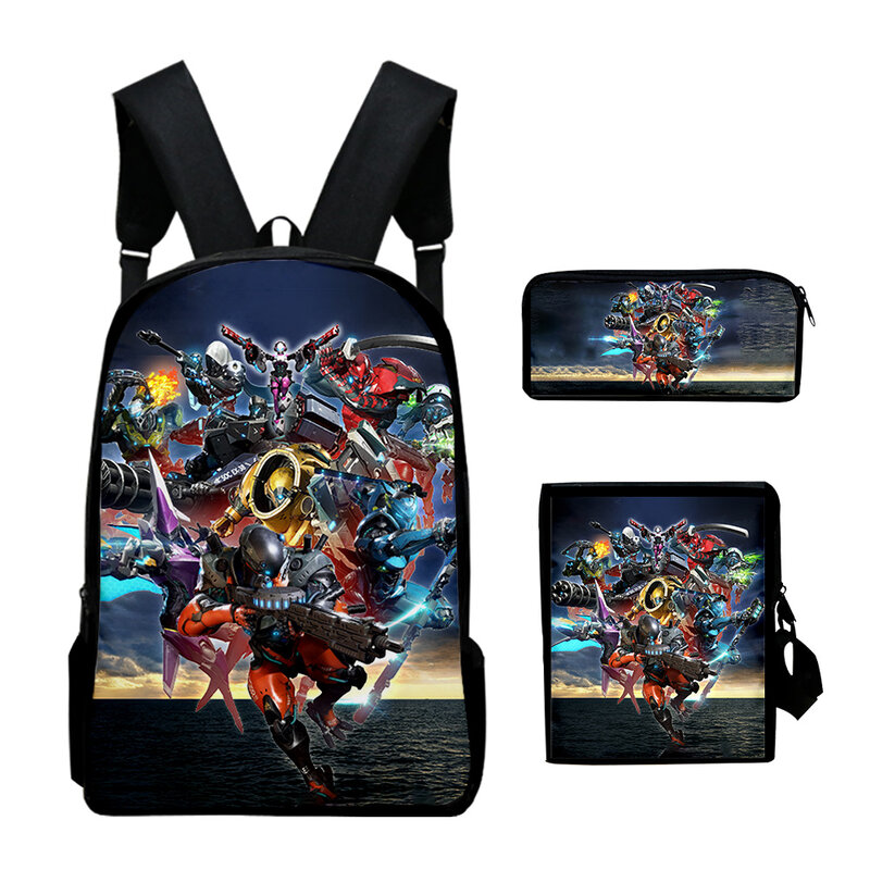 Exoprimal 2023 New Game Backpack 3 Pieces Sets Shoulder Bags Unisex Zipper Daypack Unique Pencil Bag