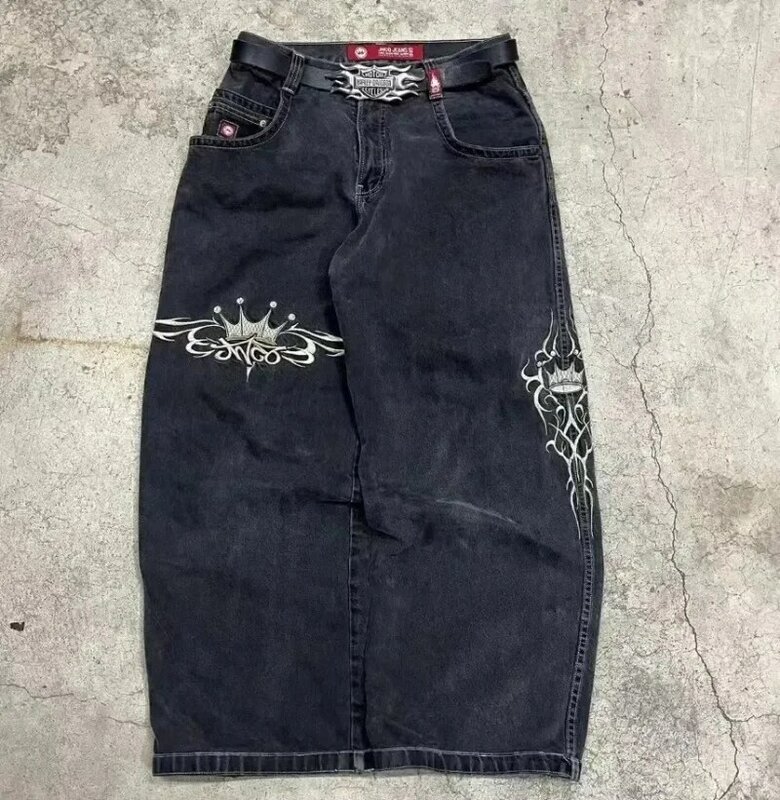 Harajuku Hip Hop JNCO Y2K Baggy Jeans men Embroidered high quality jeans vintage streetwear Goth men women Casual wide leg jeans