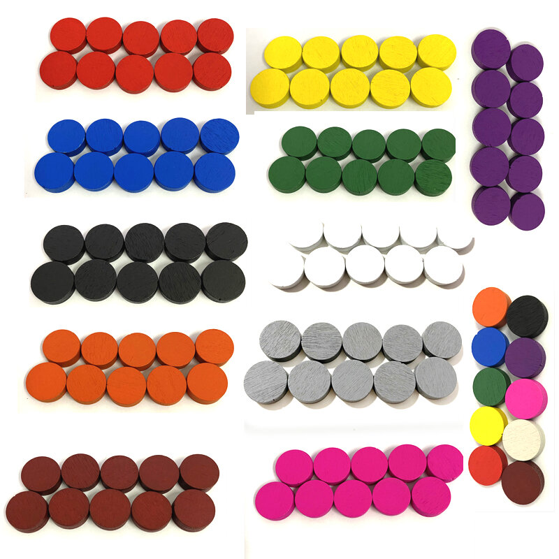 Piezas de juego de peón de madera de 15x5MM de diámetro, ajedrez colorido para fichas, juego de mesa, accesorios de juegos educativos, 100 piezas
