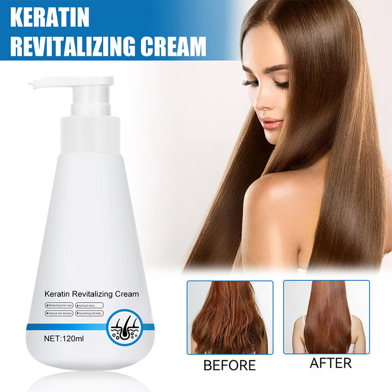120ml Keratin Hair Conditioner Deep Cleansing Moisturizing Smoothing Repair Split Ends Damaged Dry Hair Mask Revitalizing Cream