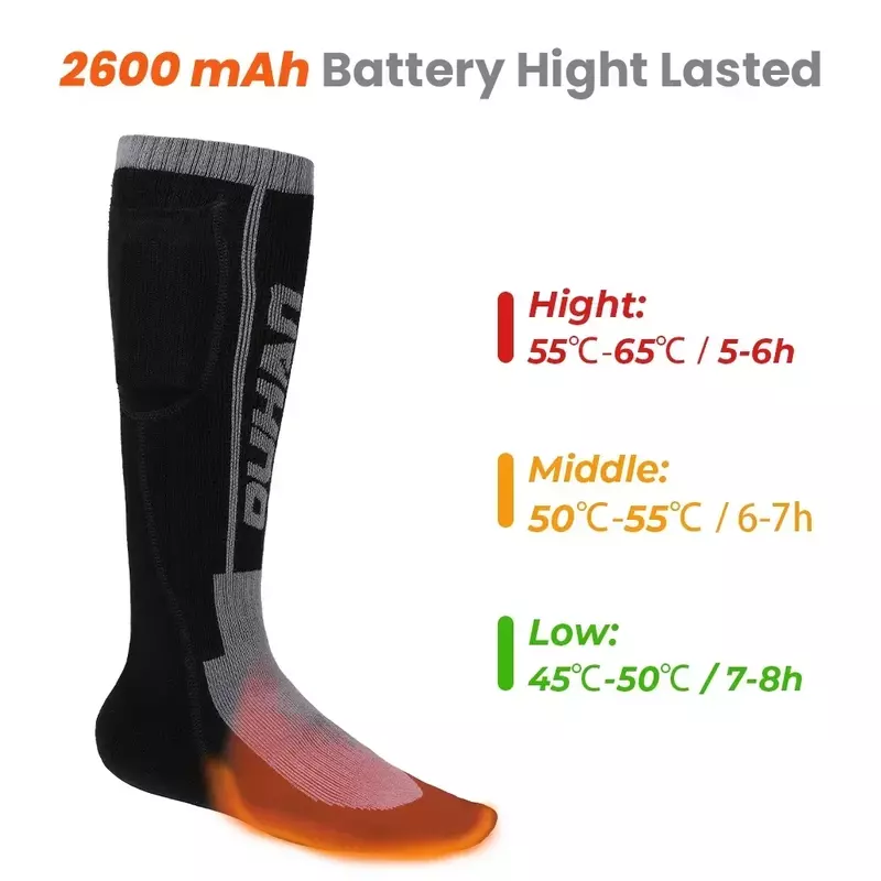 Chaussettes Chauffantes avec Télécommande pour Femme et Homme, Accessoire Électriques avec Batterie Rechargeable pour Moto et Activité Extérieur, Hiver