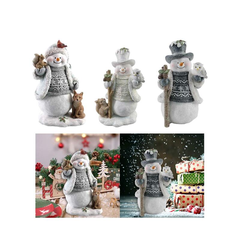 Natal boneco de neve decoração estátua tabela, boneca colecionável, bonito