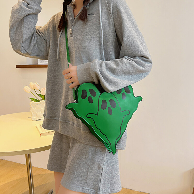 Original Halloween Creative Fun Bag For Lady Girls Versatile Pu Leather Shoulder Crossbody Bag Korean Style Printing Handbag