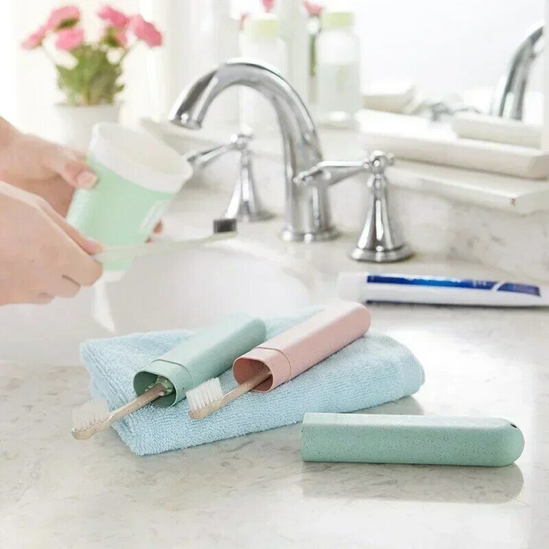 Caixa de escova de dentes titular capa acessórios do banheiro armazenamento de viagem caso à prova de poeira portátil banheiro para acampar