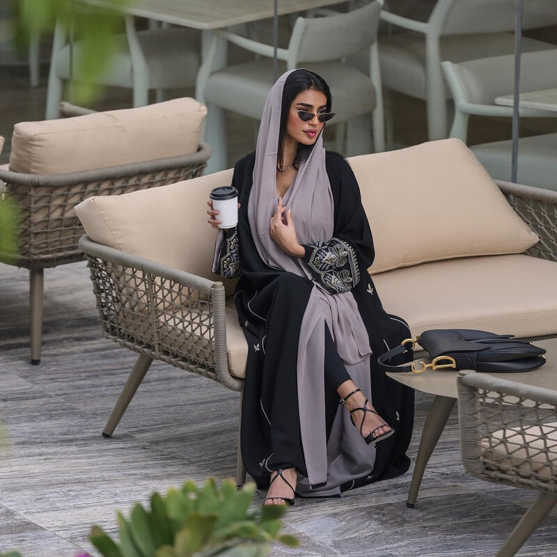 Eid muslimische Abaya für Frauen Stickerei Strickjacke Party kleid ohne Schal Dubai lange Robe Marokko Abayas Kaftan wunderschöne Jalabiya
