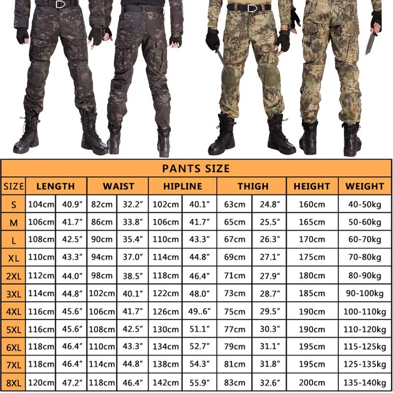 بدلة تكتيكية موحدة من Airsoft سروال مموه للجيش ملابس عسكرية ملابس صيد بدلات كرة الطلاء بنطلون قميص قتالي + وسادات