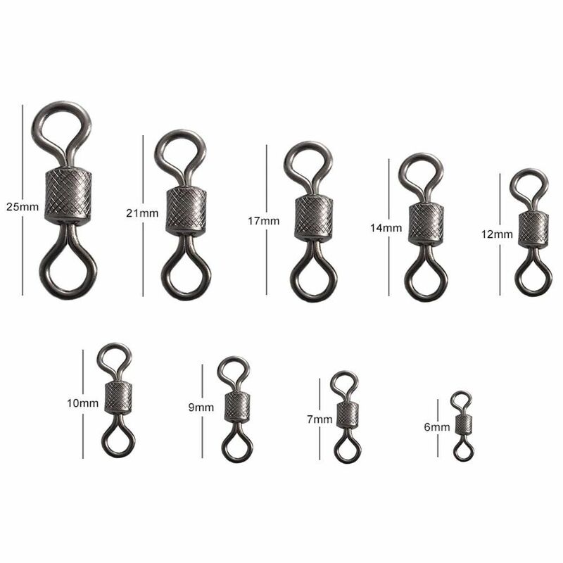 50 Stück Edelstahl-Angel wirbel Kugellager wirbel mit Sicherheits schnapp ringen mit rollendem, drehbarem Karpfen-Angel zubehör