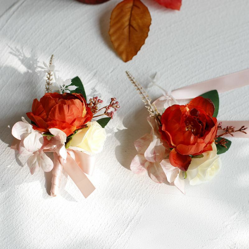 Ramillete de muñeca blanco para dama de honor, flores rosas para pulsera de dama de honor, accesorios de boda, flor de mano nupcial, nuevo
