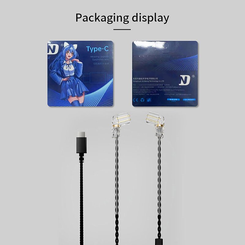 Type-c Flat-mouth Digital Decoding Chip for ND D6 Headphone Upgrade Line 2pin Dual-pin Plugging and Plugging 0.75mm Wires