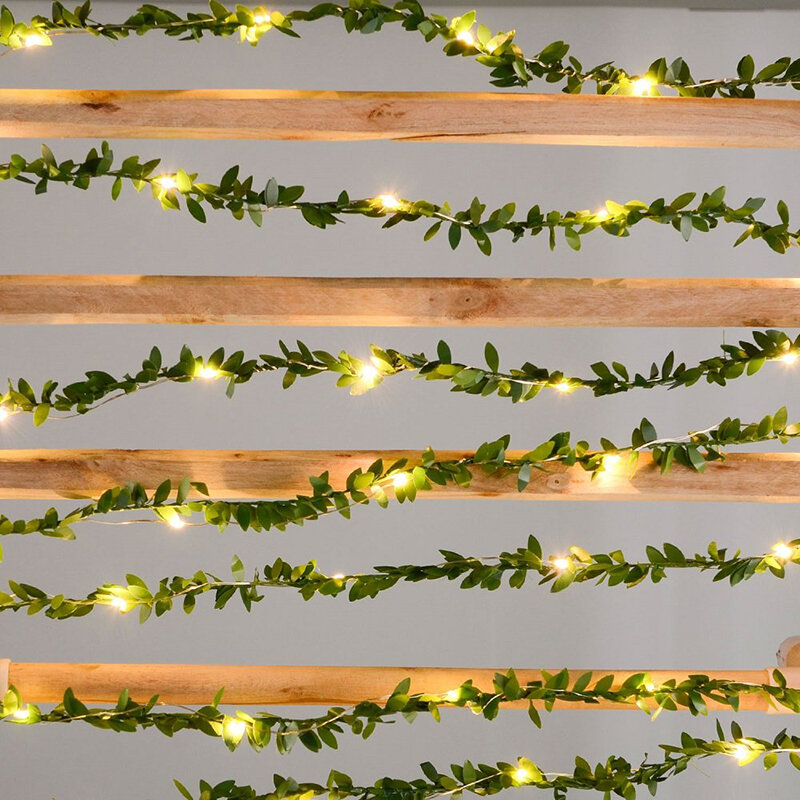 Artificial Ivy With LED String Lights Fake Vines Leaves Garland Fairy Lights for Bedroom Home Garden Office Wedding Wall Decor