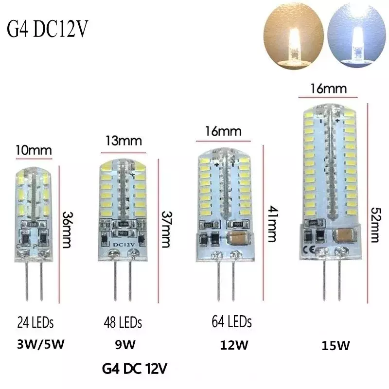 10 teile/los Cob LED G4 3W 5W 9W 12W Glühbirne AC DC 12V 220V LED Lampe Scheinwerfer Kronleuchter Beleuchtung ersetzen 30W 60W Halogenlampen