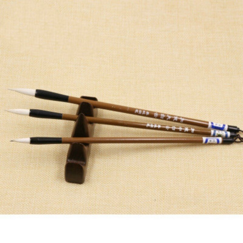 3Pcs Set Traditional Chinese Bamboo Writing Brush Dip Pen Office School for Calligraphy Practice Penholder Painting Supplies
