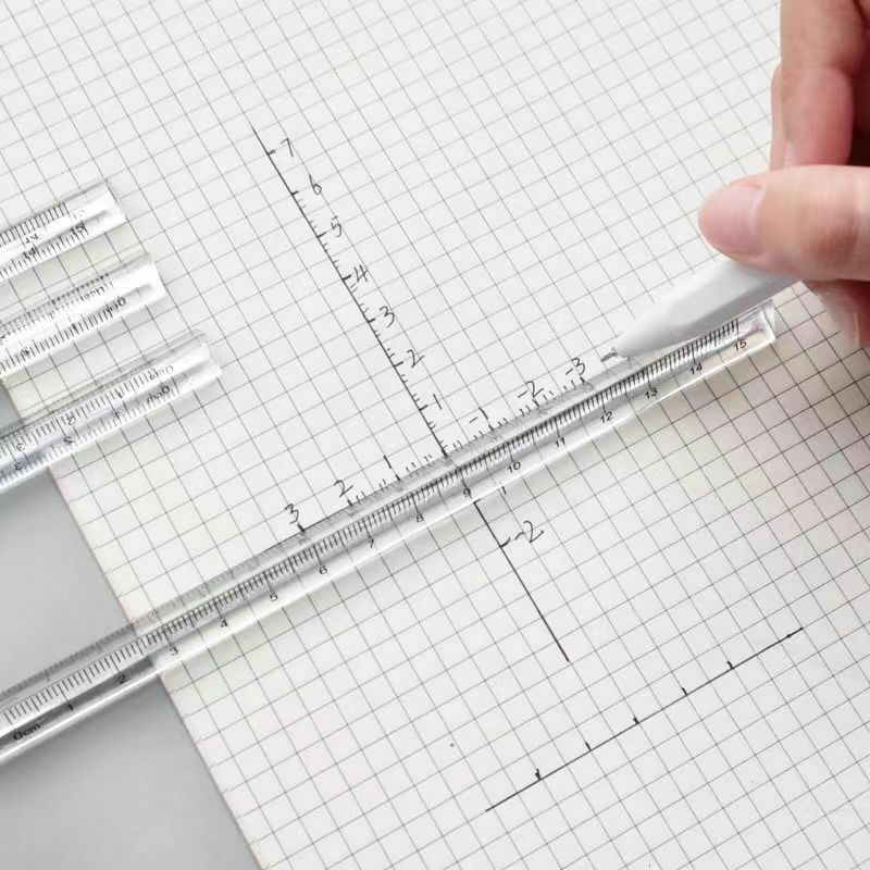 Transparent Plastic Triangle Ruler Student Stationery 15cm/20cm Ruler Three-Dimensional Triangular Ruler Scale Measuring Tool