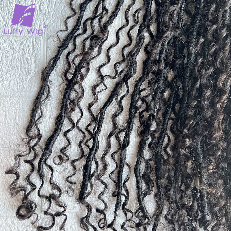 Crochet Boho Locs with Human Hair Curls Knotless Pre-looped Goddess Braids Hair Extensions Braiding Hair For Black Women Luffy