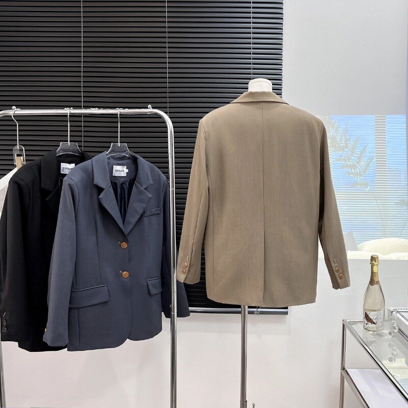 Setelan jaket siluet mode tinggi untuk wanita setelan ayah longgar baru mantel jaket wanita kantor atasan modis kualitas tinggi