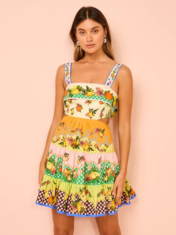 Hawaii Printed Mini Dress Sleeves Slash Neck Beach Style Vestidos Summer Holiday Casual Dresses Ladies Sexy Robe