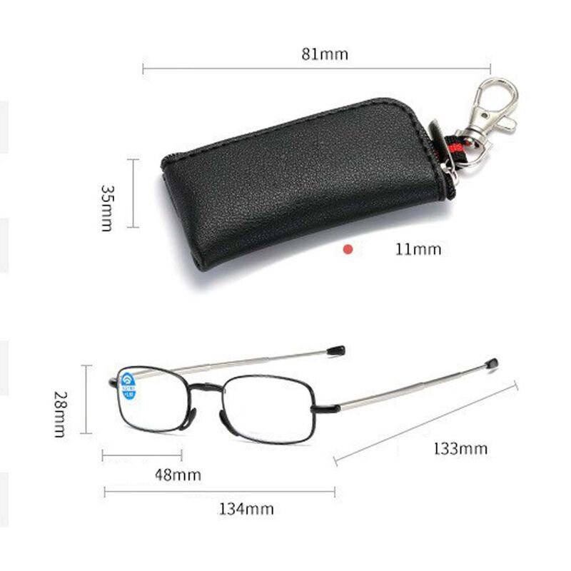 Óculos de leitura dobráveis portáteis para homens e mulheres Antena de chaveiro Anti-Radiação Anti-luz azul Eyewear Saco de armazenamento 1pc
