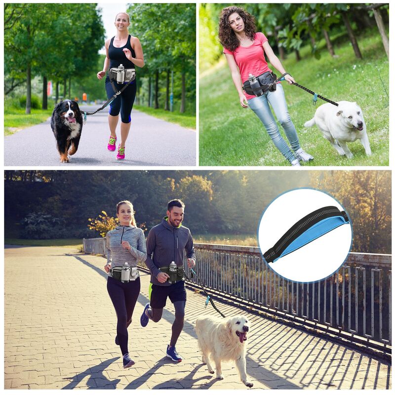 Dog Walking Traction Rope Belt, cintura ajustável Bag, Jogging leash, 85cm-130cm