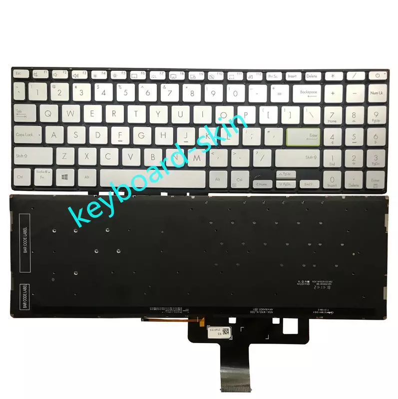 Nuova tastiera retroilluminata americana argento per laptop Asus Vivobook X521FA X521FL X521EA X521EQ X521UA X521IA X521JQ